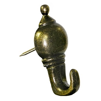Antique Brass  Push Pin Hanger ~ Pack of 3