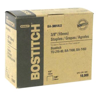 Bostitch BA-38010LS Fine Wire Furniture Staples ~ 3/8" x 1/2"