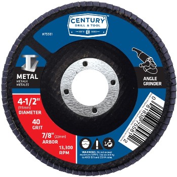 Century Drill & Tool   75581 4-1/2x7/8x40gt Flap Disc