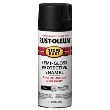 Stops Rust Enamel Spray, Semi-Gloss Black - 12 oz