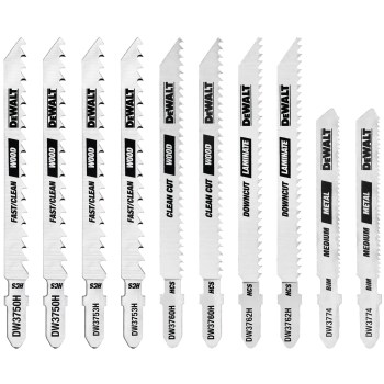 DEWALT T-Shank Jig Saw Blade Set, 10-Piece DW3741C
