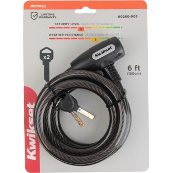 Kwikset Keyed Bicycle Cable Lock - 5/8" x 6 Ft