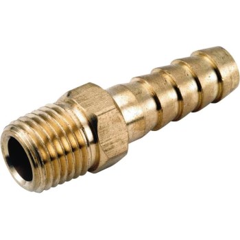 Anderson Metals 757001-0402 Lead-Free Male Hose Barb,  FLF-1/4"  x 1/8"