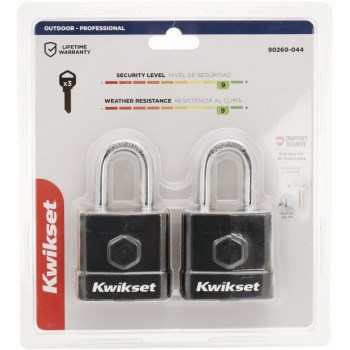 SmartKey Padlock, Keyed Alike - 2" Body, 1-1/2" Shackle, 2pk