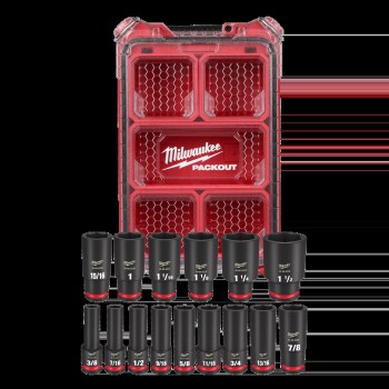 Milwaukee SHOCKWAVE 1/2" Drive 15-Pc Deep SAE Socket Set
