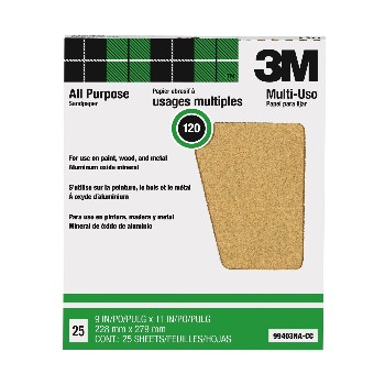 3M 051144994038 Sandpaper, Aluminum Oxide ~ 120 grit