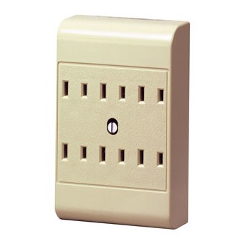 Non-Grounded 6 Outlet Adapter ~ Ivory