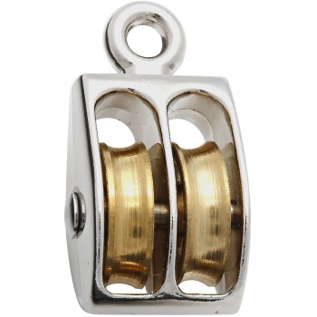 Fixed Double Pulley,  Nickel Finish ~  3/4" 