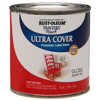 Rust-oleum 1966730 Ultra Cover Acrylic Latex, Gloss Apple Red ~ Half Pint