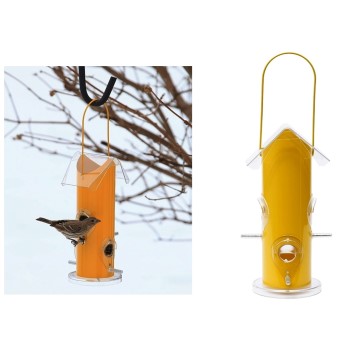 Woodstream 390 Yellow Metal Tube Bird  Feeder ~ 9.75" H x 5.5" W