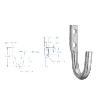 Tarp or Rope Hook, Zinc ~ 2"