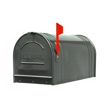 Extra Large Post Mount Steel Mailbox, Gunmetal Silver ~  11"W x 12"H x 23-1/2"L