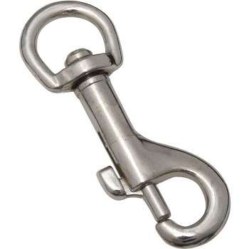 Swivel Round Eye Bolt Snap,  Nickel ~ 3/8" x 2  3/16"