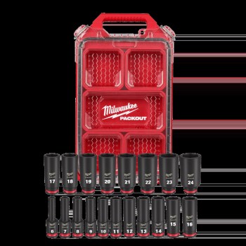 Milwaukee Shockwave 3/8" Metric Deep Socket Set - 19pc