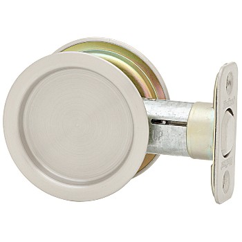 Round Pocket Door Handle, Satin Nickel Finish