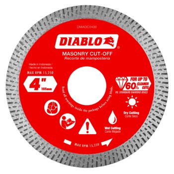 Diablo Diamond Continuous Rim Cut Off Disc   4"