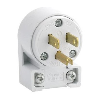 Angular Plug, White ~ 15Amp/3 Wire