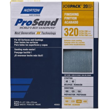 Norton 076607026330 Sanding Sheets #02633, 3x High Performance ~ 320 Grit