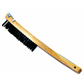 Wire Brush, Curved Handle w/Scraper ~ 3 x 9 Rows