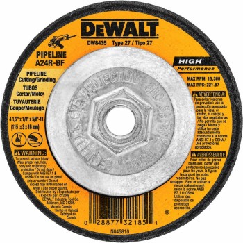 DeWalt DW8435 Pipeline Cutting Wheel, High Performance ~ 4.5" x 1/8" x 5/8"-11 Arbor