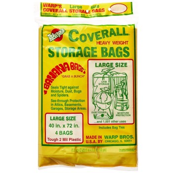 Warp Bros CB-40 Oversized Storage Bags, Yellow ~  40" W x 72" L x 2 Mil