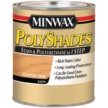 Minwax 61370 Polyshades Stain & Polyurethane, Classic Oak Satin ~ Quart