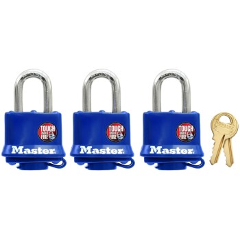 Covered Laminated Steel Padlock, 3pk