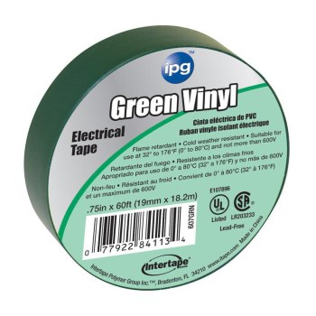 Electrical Tape, Vinyl ~ 3/4" x 60 ft, Green