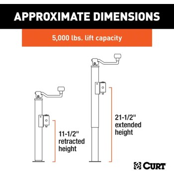 Curt Pipe-Mount Swivel Jack, Top Handle - 5,000 Lb, 10" Travel