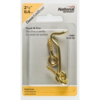 Solid Brass Hook & Eye, Visual Pack 2001 2-1/2 inches 