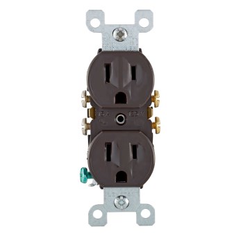 Grounded 2 Pole -3 Wire Duplex Receptacles, Brown