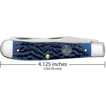 Masonic Blue Bone Trapper Knife