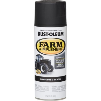 Farm & Equipment Spray Paint, Low Gloss Black ~ 12 oz