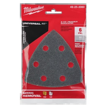 Milwaukee Open-Lok Triangle Sandpaper, 60 Grit - 6pk