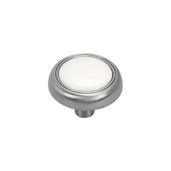 Hardware House  488858 Knob, Nickel/Porcelain 1.25"