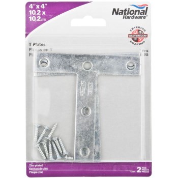 Zinc T-Plate, 2-Pack - 4" x 4"