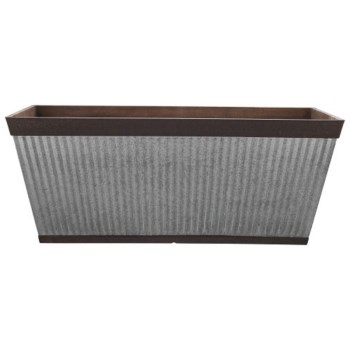 24” Galvanized Look Deck Planter ~ 24" L x 11.5" W x 9.5" D