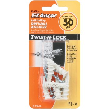 Twist-N-Lock™ Drywall Anchors ~ 50lb Load/Pack of 6 
