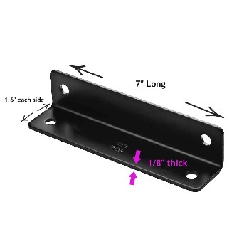 Corner Brace, Heavy Duty Wide/Black ~ 1.6" x 7" x 1/8"