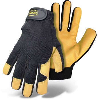 Boss 4048L Unlined Mechanic Gloves,  Goatskin Palm  ~  Large