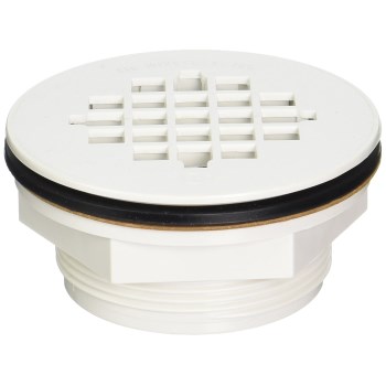 Shower Drain Assembly, White ~ For 2" Schedule 40 Pipe