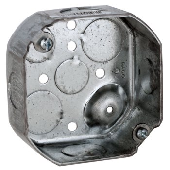 Octagon Box, 4" Square 1/2" & 3/4" Knock outs 