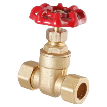 Ldr Ind 0221003 Compression Gate Valve ~ Brass, 1/2"