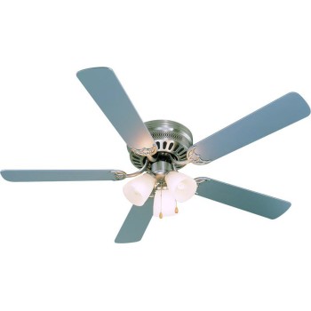 Bermuda Design Series 52" Flush Mount Ceiling Fan,  Satin Nickel ~ 5 Blade