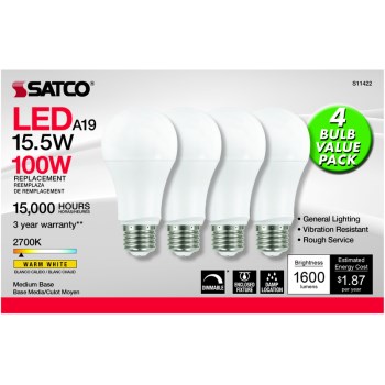 LED 4 Pack 15.5W Dim Bulb
