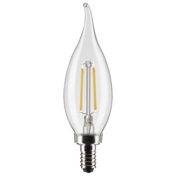 Satco 3W LED Flame Tip Bulb, Clear - E12, 2pk