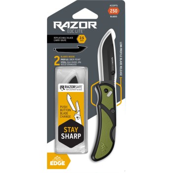 Outdoor Edge RazorEDC Lite Carry Knife, OD Green - 2.5"