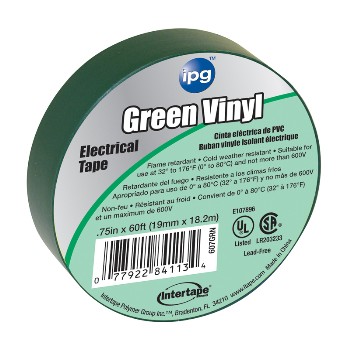 Intertape 85827 Electrical Tape, Green 3/4 inch x 60 ft