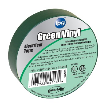 Intertape 85827 Electrical Tape, Green 3/4 Inch X 60 Ft