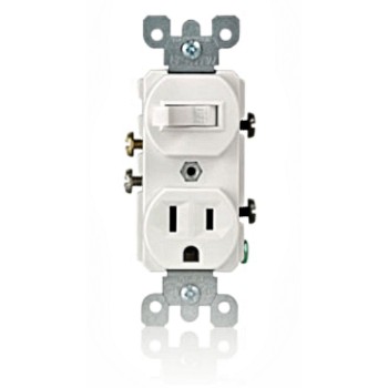 Leviton 109-5225-WSP Quiet Switch & Grounding Outlet Combo - White